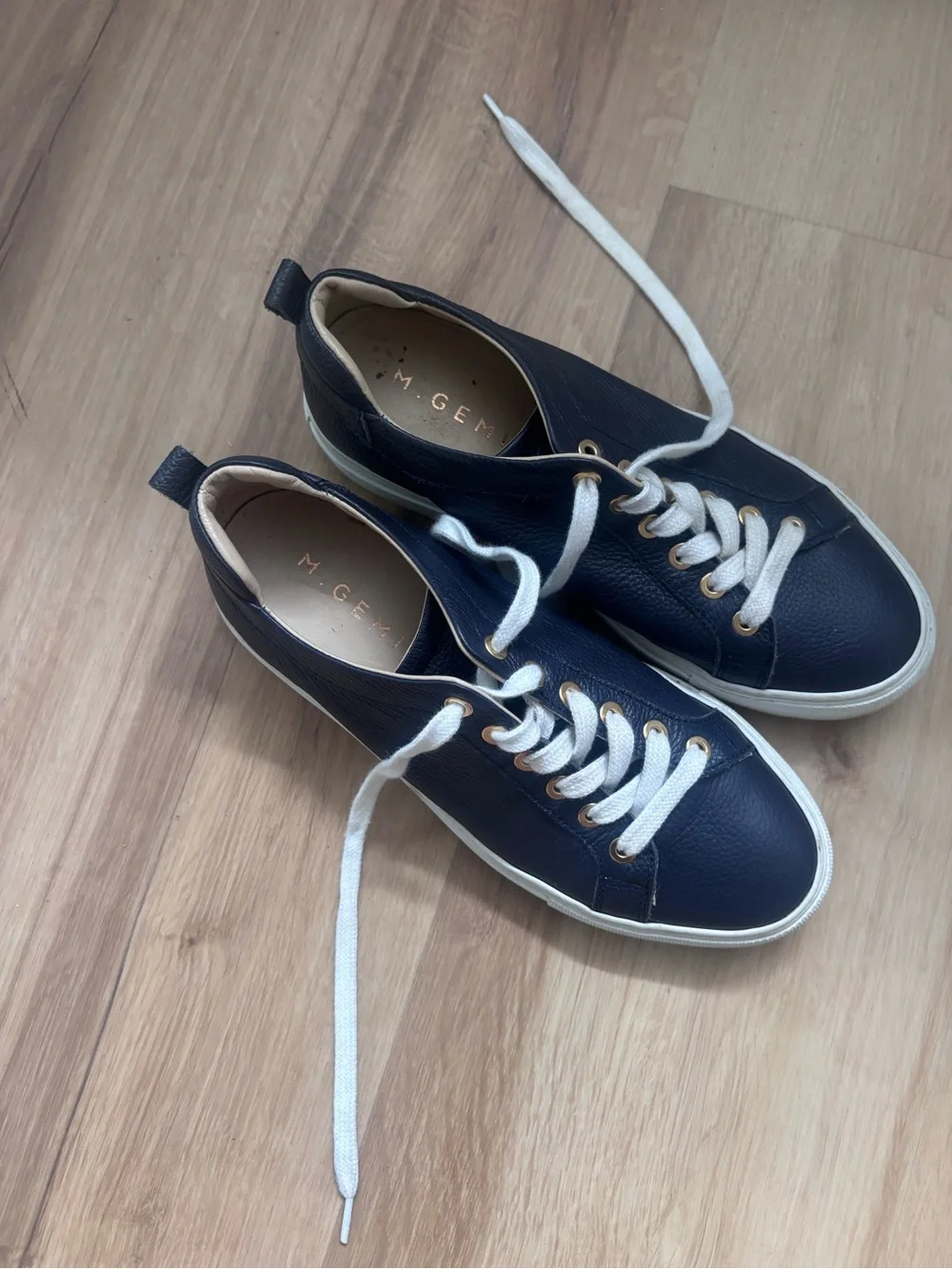 M. Gemi The Palestra Navy Blue Leather Sneakers Size 36.5/ 7
